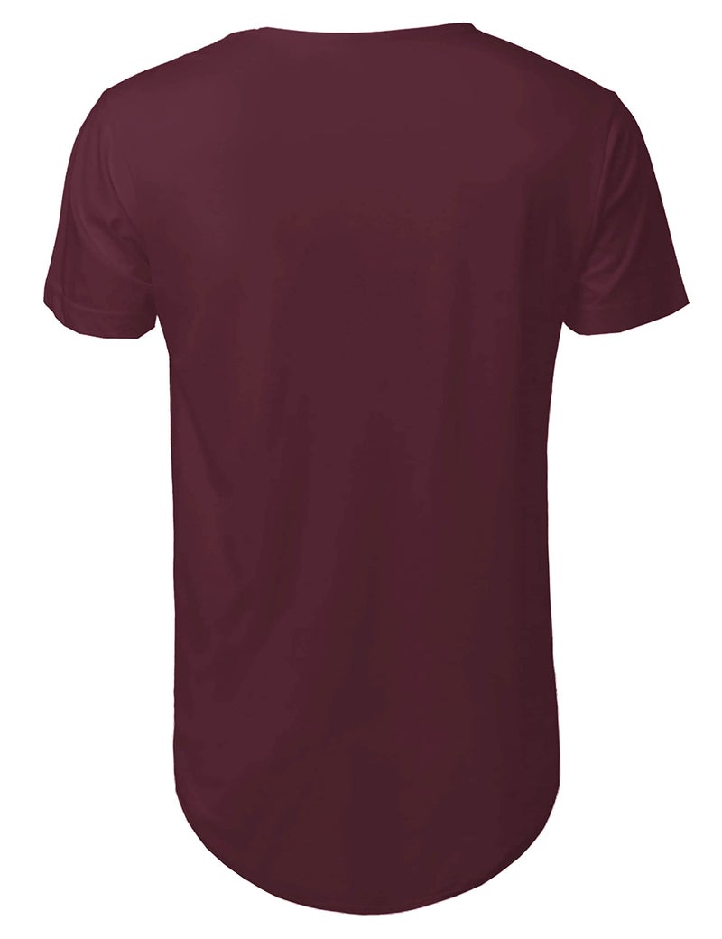 Hat and Beyond Mens Hipster Curve Hem Droptail Tee Premium Longline T Shirts (XX-Large, 1hc01_Wine) - Image 3